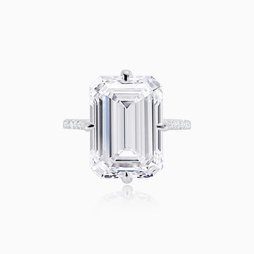 9.6ct Emerald Cut Micro Pavé Ring