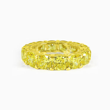 Yellow Cushion Cut Eternity Band - Yellow Gold