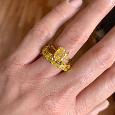 Yellow Cushion Cut Eternity Band - Yellow Gold