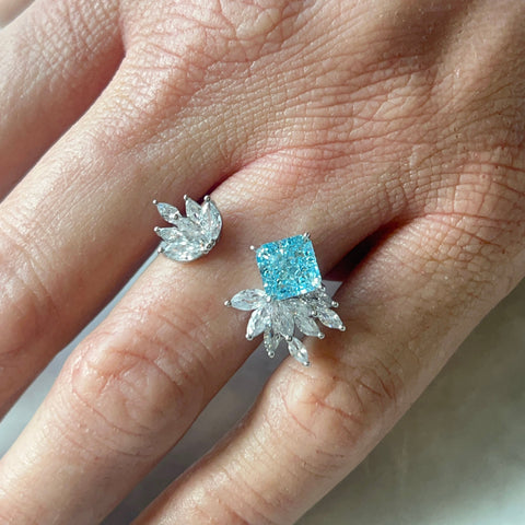 Paraiba blue Square Radiant Cut NXOA Diamond