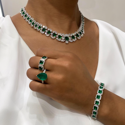 Emerald Pear Cut Micro-Pavé Ring