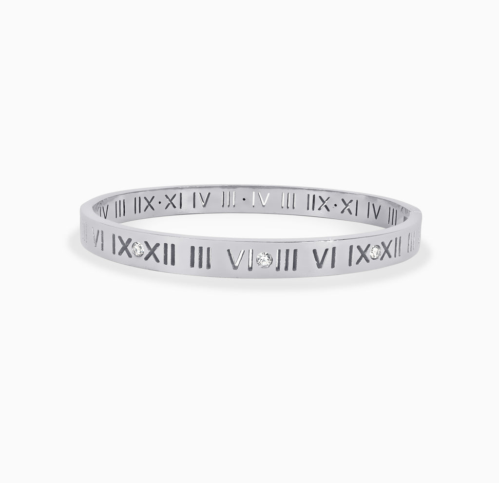 Oval Bracelet Stamped - Silver