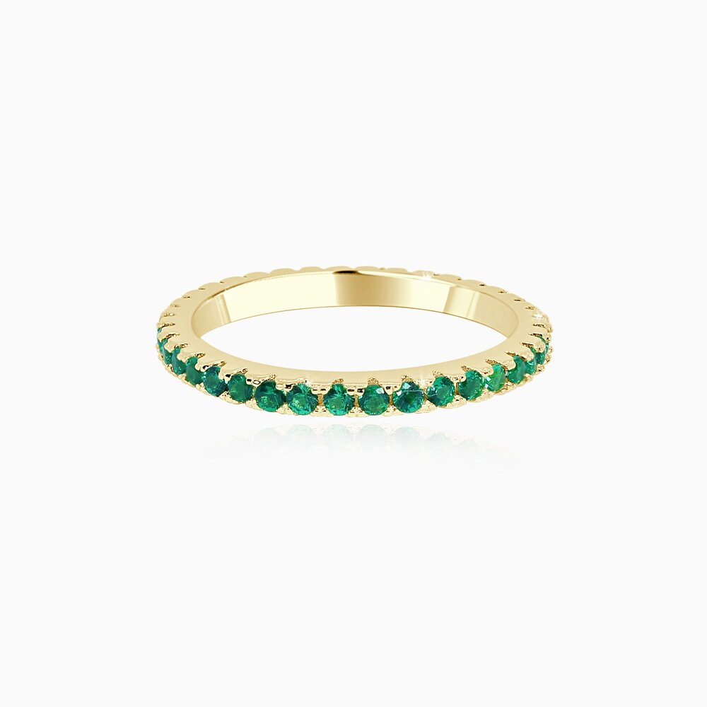 Micro Pavé Eternity Band - Emerald Green