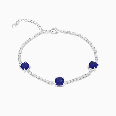 Three Stone Tennis Bracelet - Sapphire Blue