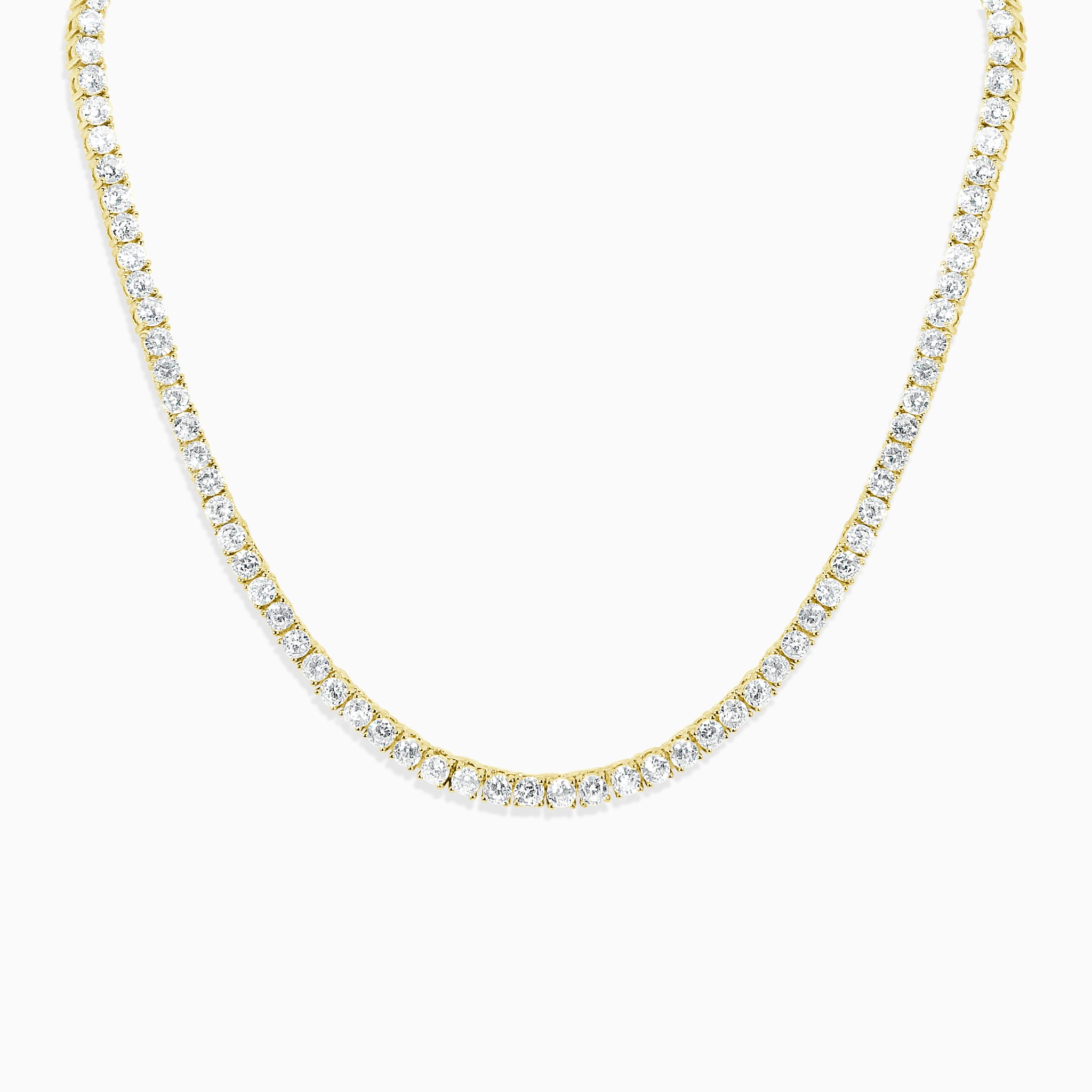 Round Cut Tennis Necklace - Gold