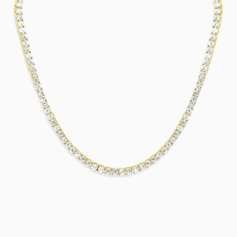 Round Cut Tennis Necklace - Gold