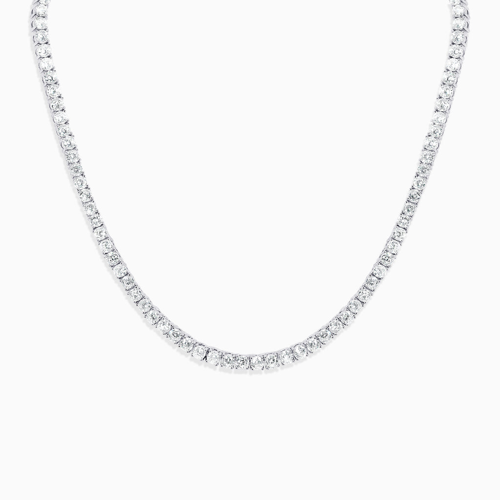 Round Cut Tennis Necklace - Silver