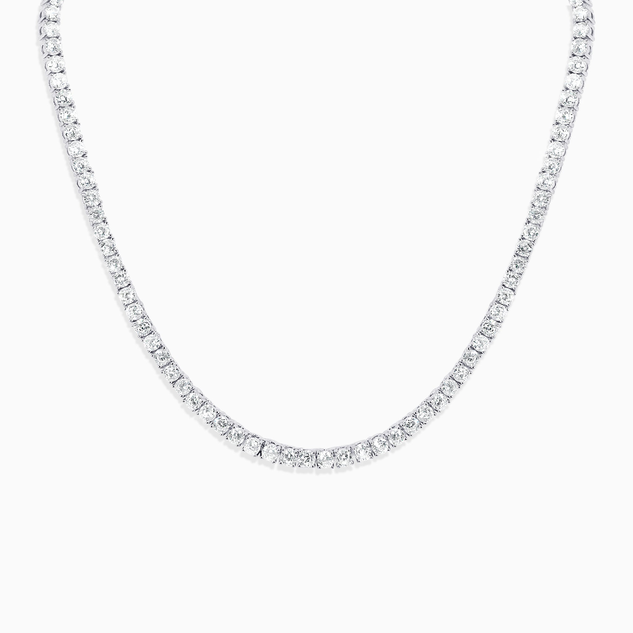 Round Cut Tennis Necklace - Silver