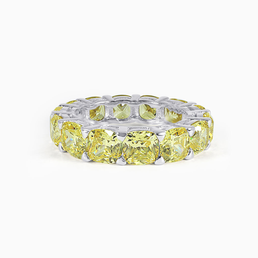 Yellow Cushion Cut Eternity Band