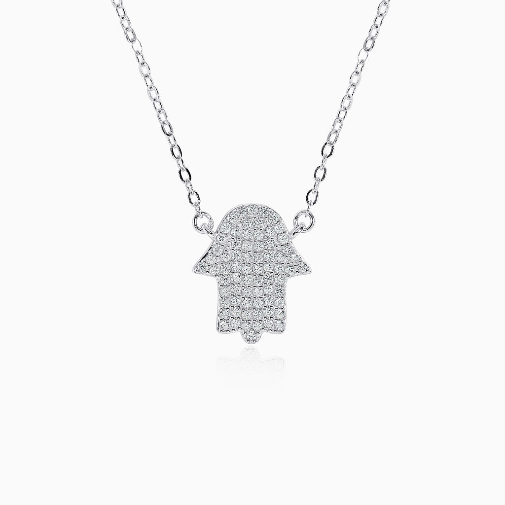 Micro Pavé Sterling Silver Hamsa Pendant