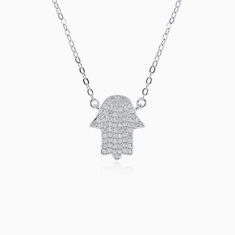 Micro Pavé Sterling Silver Hamsa Pendant