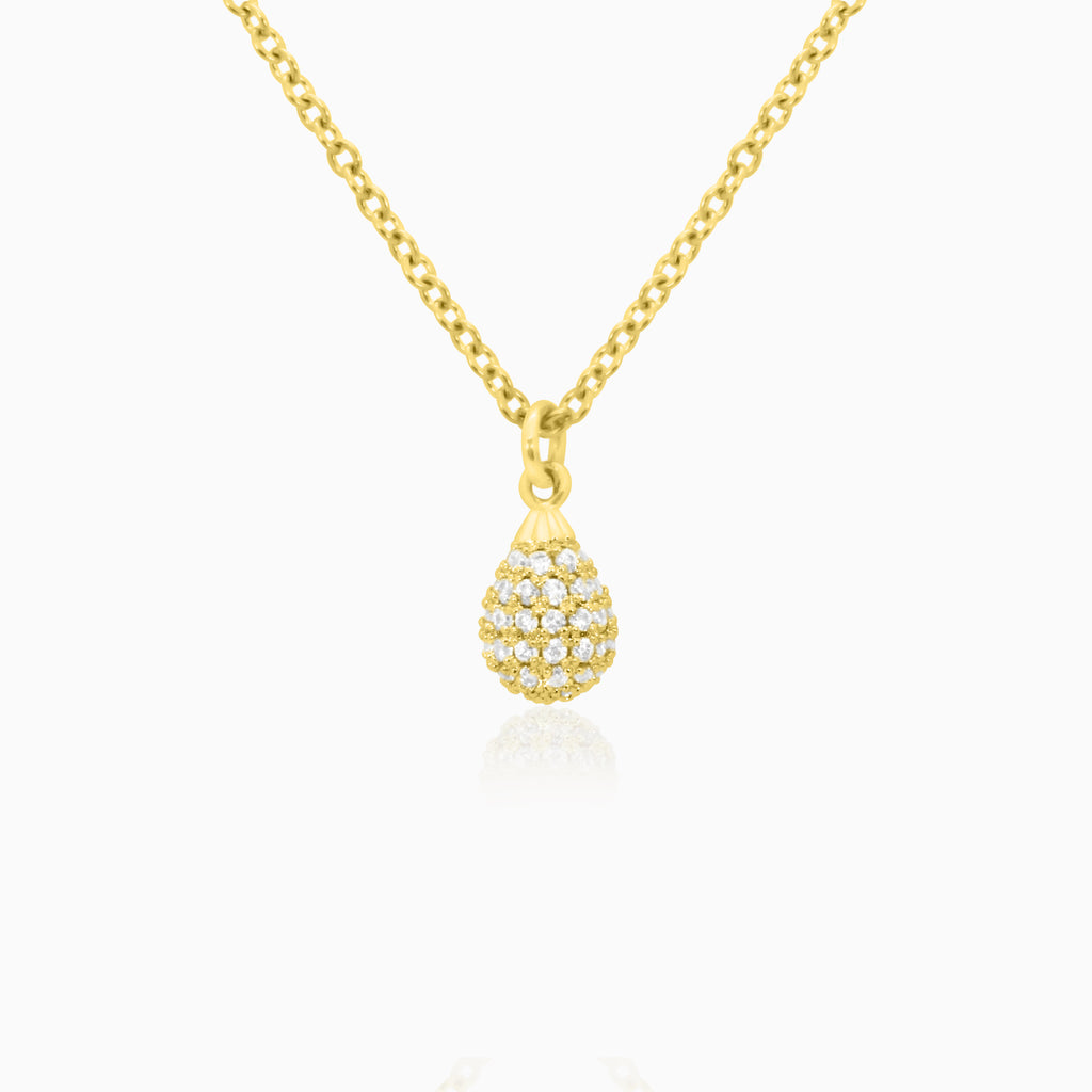 Micro Pavé Drop Pendant - Yellow Gold