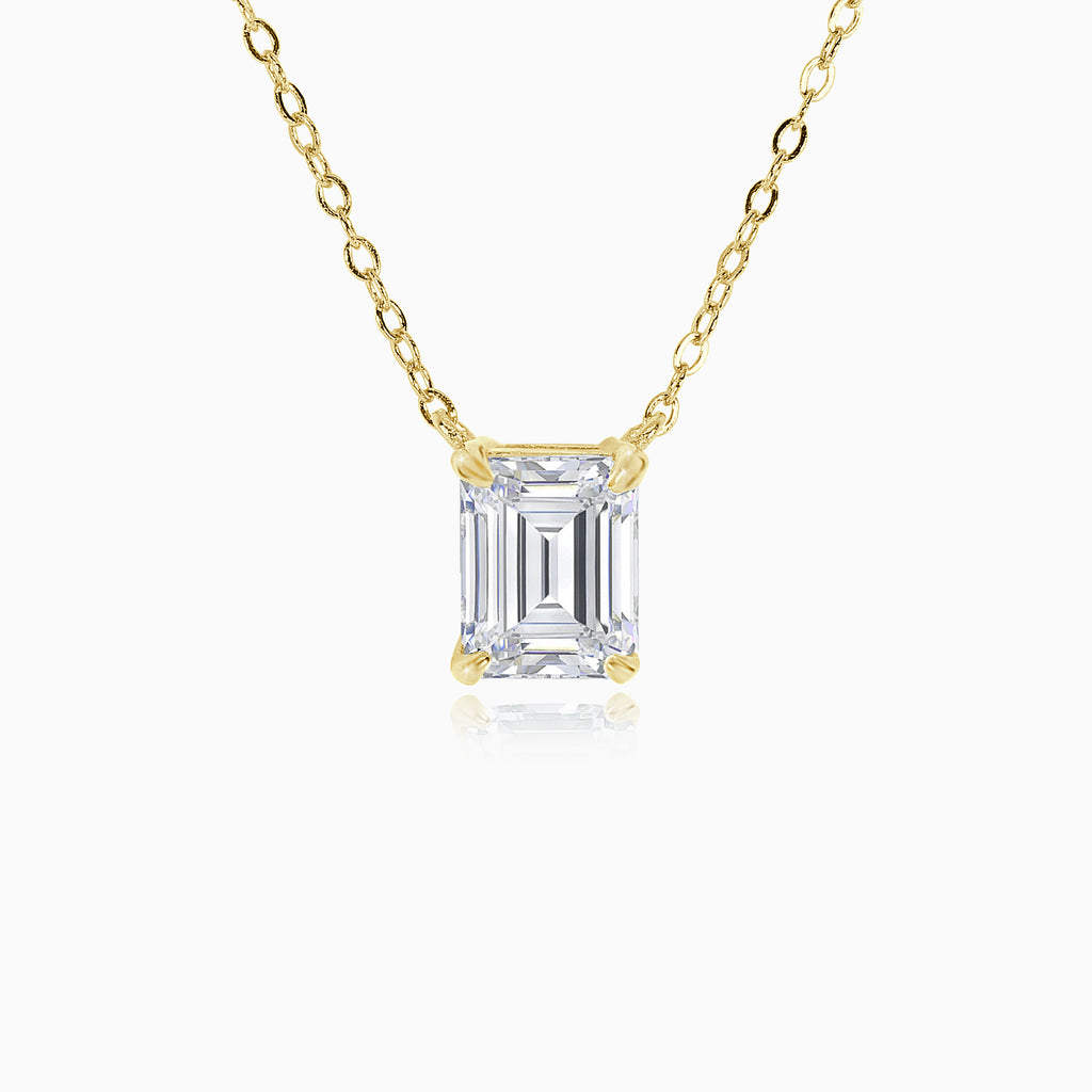 3ct Emerald Cut Pendant - Gold