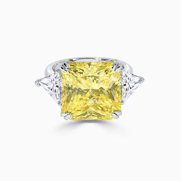 8.5ct Princess Cut Yellow Three Stone Ring