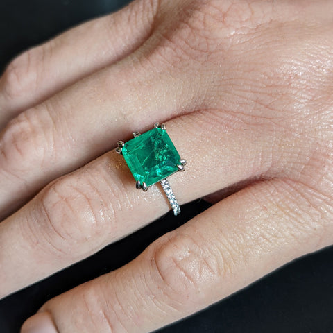 6ct Emerald Square Cut Ring