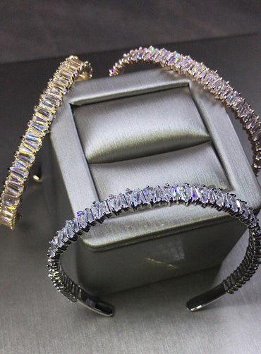 Baguette Cuff Bracelet - Silver