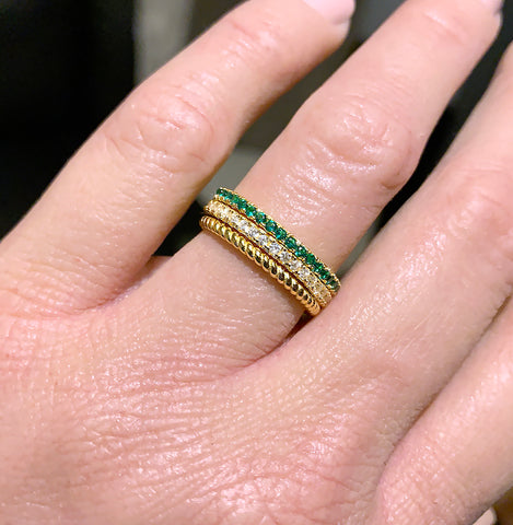 Micro Pavé Eternity Band - Emerald Green