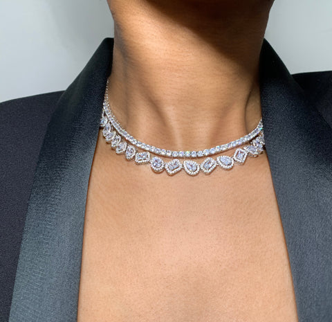 Round Cut Tennis Necklace - Gold