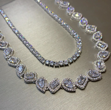 Pear & Radiant Cut Halo Necklace