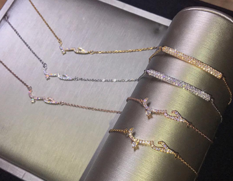 'Love' Micro Pavé Bracelet - Rose Gold
