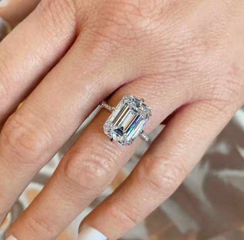 Micro pave emerald cut engagement rings clearance