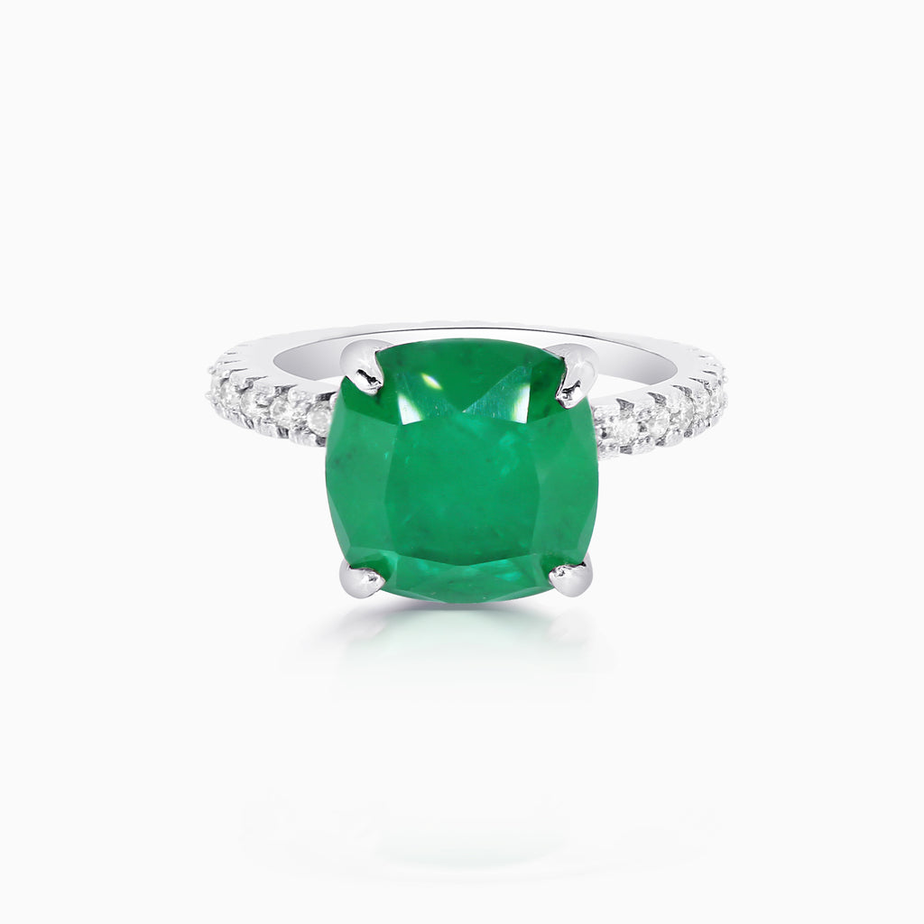 5ct Emerald Cushion Cut Ring