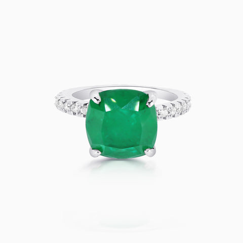 5ct Emerald Cushion Cut Ring