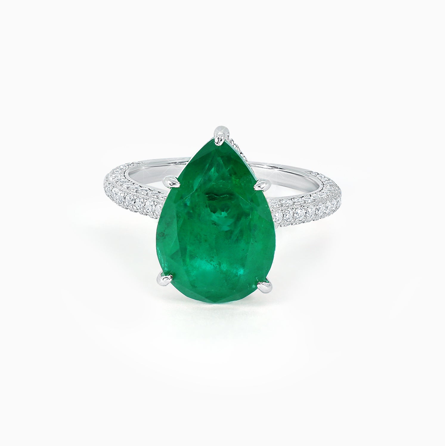 Emerald Pear Cut Micro-Pavé Ring