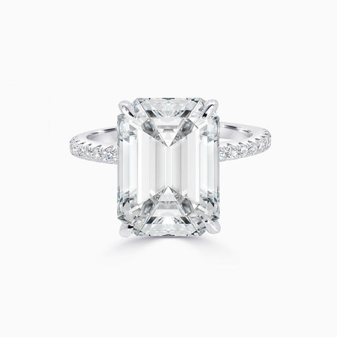 4ct Emerald Cut Under Halo Ring