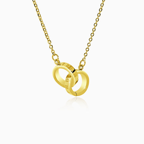 Interlocking Roman Numeral Necklace - Yellow Gold