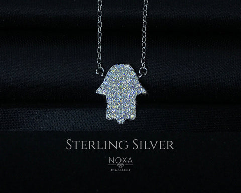 Micro Pavé Sterling Silver Hamsa Pendant