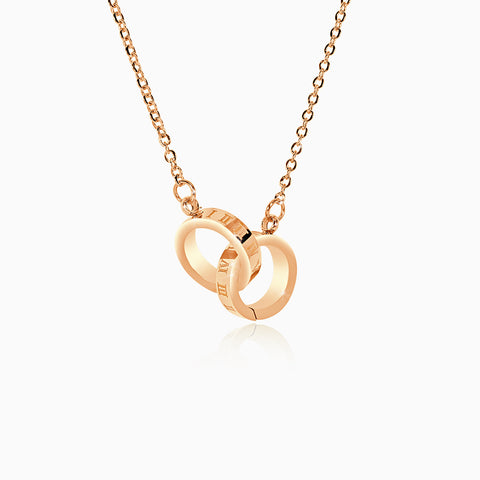 Interlocking Roman Numeral Necklace - Rose Gold