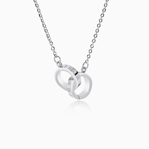 Interlocking Roman Numeral Necklace - Silver